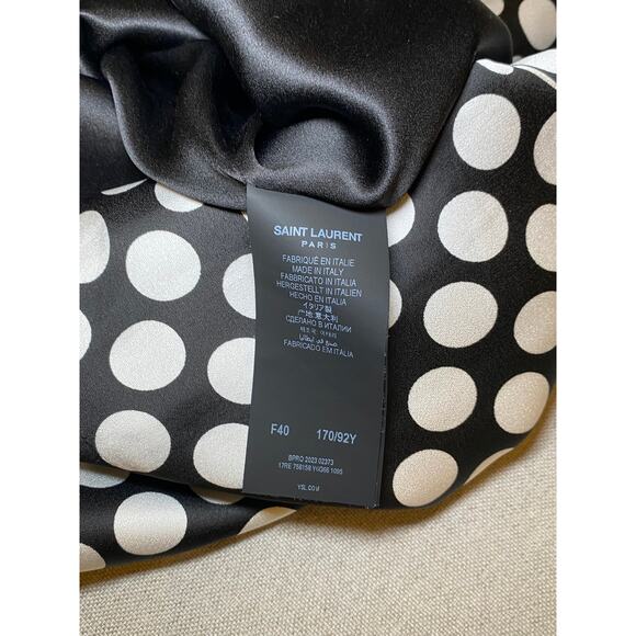 Yves Saint Laurent SILK Black White Polka Dot Long Sleeve MINI Dress FR 40 US 8 - Picture 10 of 11